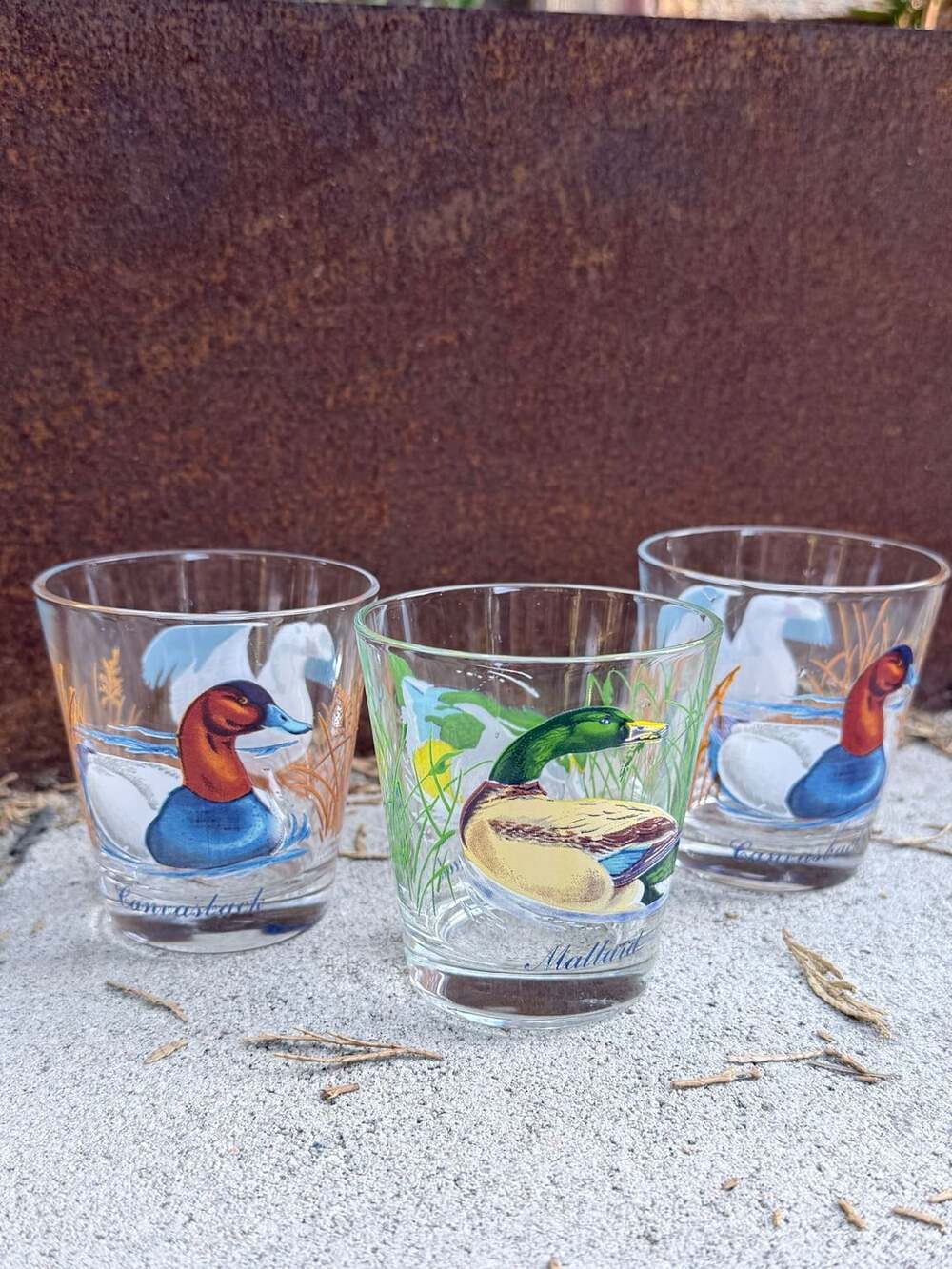 Vintage Ned Smith Waterfowl Duck Lowball Glasses Set of 4